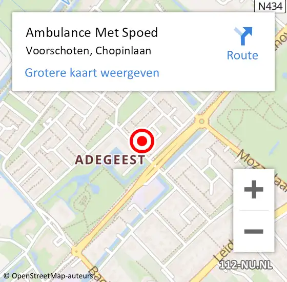 Locatie op kaart van de 112 melding: Ambulance Met Spoed Naar Voorschoten, Chopinlaan op 26 november 2022 06:03