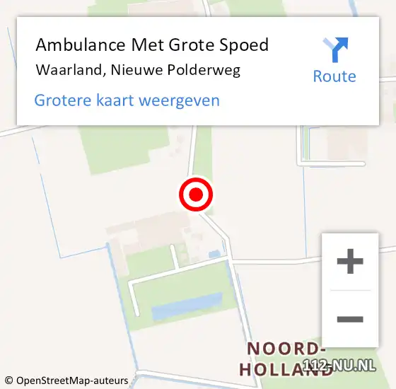 Locatie op kaart van de 112 melding: Ambulance Met Grote Spoed Naar Waarland, Nieuwe Polderweg op 26 november 2022 06:17