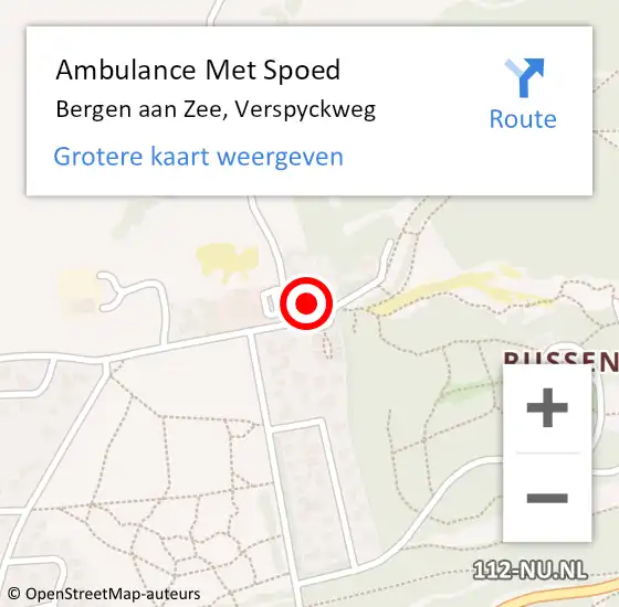 Locatie op kaart van de 112 melding: Ambulance Met Spoed Naar Bergen aan Zee, Verspyckweg op 26 november 2022 07:01