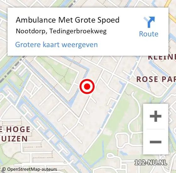 Locatie op kaart van de 112 melding: Ambulance Met Grote Spoed Naar Nootdorp, Tedingerbroekweg op 26 november 2022 07:06