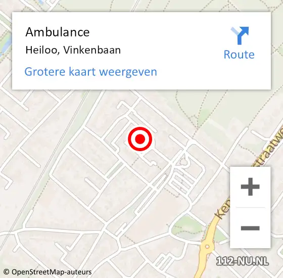 Locatie op kaart van de 112 melding: Ambulance Heiloo, Vinkenbaan op 26 november 2022 08:22