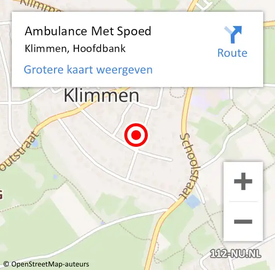 Locatie op kaart van de 112 melding: Ambulance Met Spoed Naar Klimmen, Hoofdbank op 6 augustus 2014 10:19