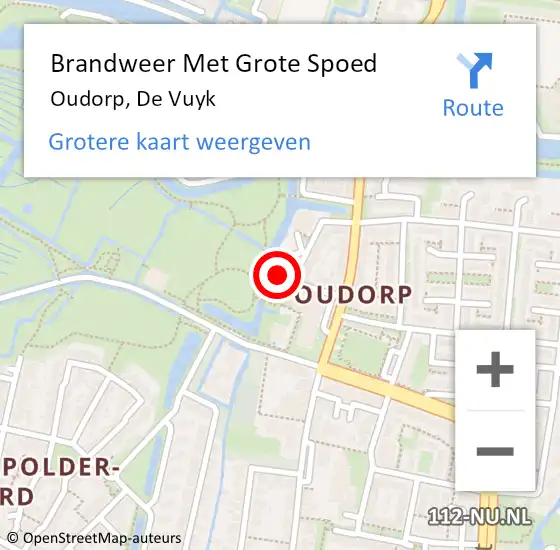 Locatie op kaart van de 112 melding: Brandweer Met Grote Spoed Naar Oudorp, De Vuyk op 26 november 2022 08:36