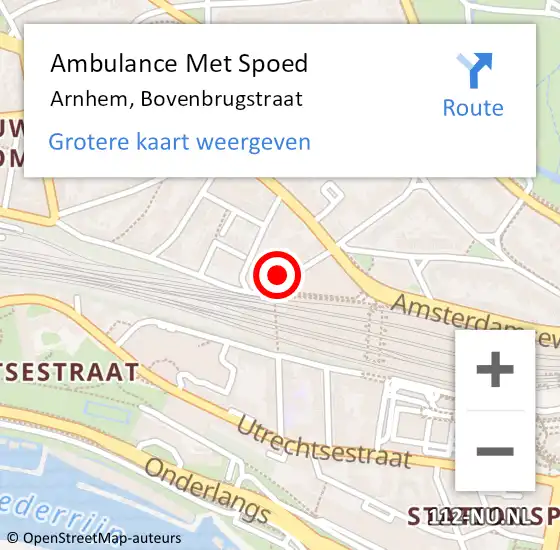 Locatie op kaart van de 112 melding: Ambulance Met Spoed Naar Arnhem, Bovenbrugstraat op 26 november 2022 08:51