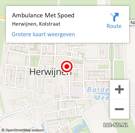 Locatie op kaart van de 112 melding: Ambulance Met Spoed Naar Herwijnen, Kolstraat op 26 november 2022 09:34