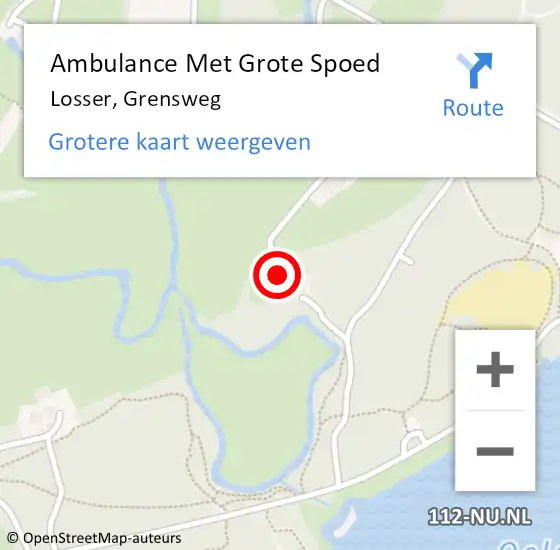 Locatie op kaart van de 112 melding: Ambulance Met Grote Spoed Naar Losser, Grensweg op 26 november 2022 09:40
