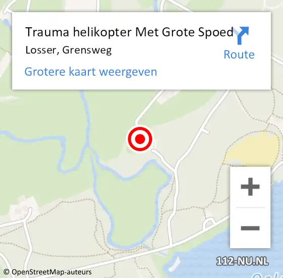 Locatie op kaart van de 112 melding: Trauma helikopter Met Grote Spoed Naar Losser, Grensweg op 26 november 2022 09:40
