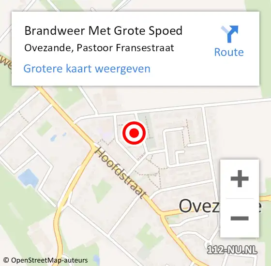 Locatie op kaart van de 112 melding: Brandweer Met Grote Spoed Naar Ovezande, Pastoor Fransestraat op 9 september 2013 08:54