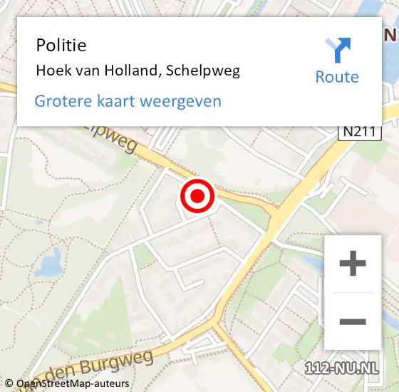 Locatie op kaart van de 112 melding: Politie Hoek van Holland, Schelpweg op 26 november 2022 10:09
