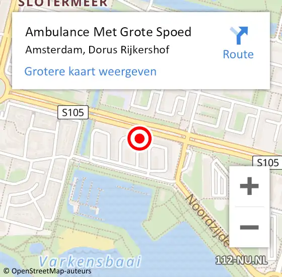 Locatie op kaart van de 112 melding: Ambulance Met Grote Spoed Naar Amsterdam, Dorus Rijkershof op 26 november 2022 10:12