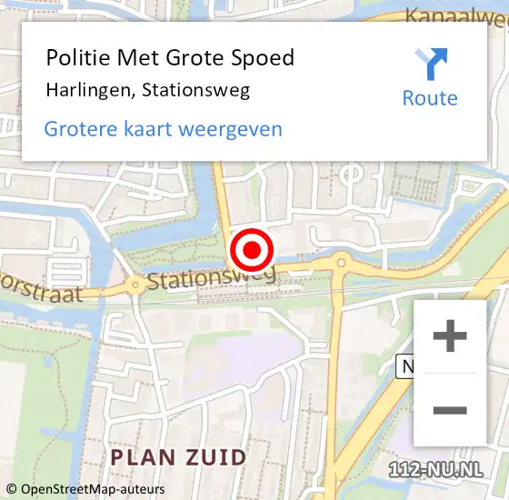Locatie op kaart van de 112 melding: Politie Met Grote Spoed Naar Harlingen, Stationsweg op 26 november 2022 10:20