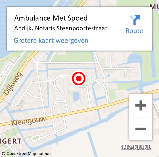 Locatie op kaart van de 112 melding: Ambulance Met Spoed Naar Andijk, Notaris Steenpoortestraat op 26 november 2022 10:23