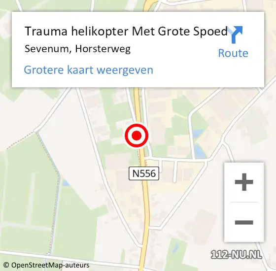 Locatie op kaart van de 112 melding: Trauma helikopter Met Grote Spoed Naar Sevenum, Horsterweg op 26 november 2022 10:24
