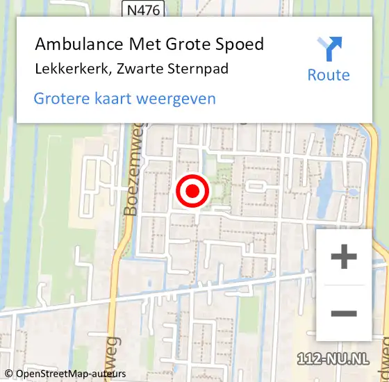 Locatie op kaart van de 112 melding: Ambulance Met Grote Spoed Naar Lekkerkerk, Zwarte Sternpad op 26 november 2022 10:26