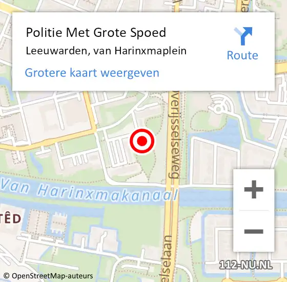 Locatie op kaart van de 112 melding: Politie Met Grote Spoed Naar Leeuwarden, van Harinxmaplein op 26 november 2022 10:27