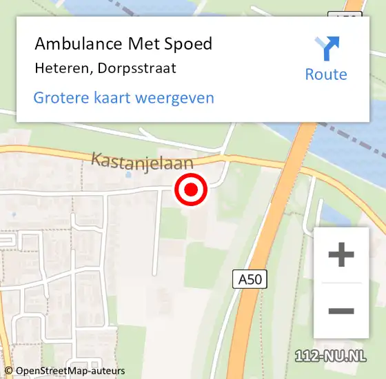 Locatie op kaart van de 112 melding: Ambulance Met Spoed Naar Heteren, Dorpsstraat op 26 november 2022 10:32