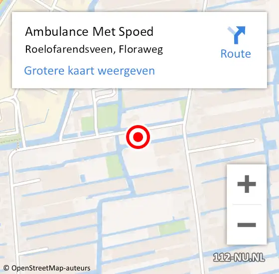 Locatie op kaart van de 112 melding: Ambulance Met Spoed Naar Roelofarendsveen, Floraweg op 26 november 2022 10:35