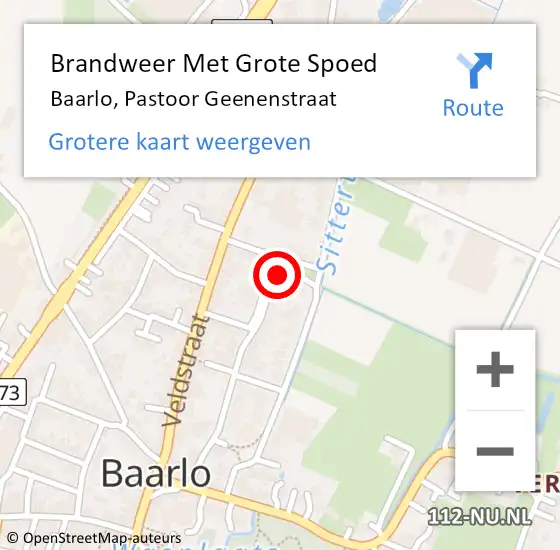 Locatie op kaart van de 112 melding: Brandweer Met Grote Spoed Naar Baarlo, Pastoor Geenenstraat op 26 november 2022 10:46