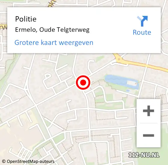 Locatie op kaart van de 112 melding: Politie Ermelo, Oude Telgterweg op 26 november 2022 10:52