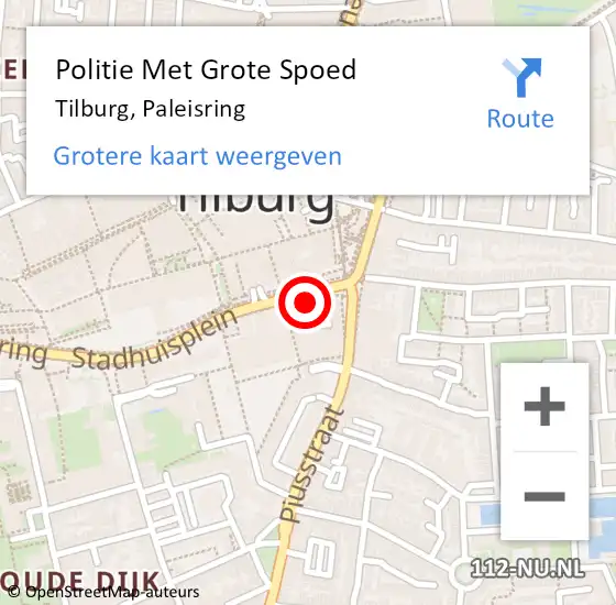 Locatie op kaart van de 112 melding: Politie Met Grote Spoed Naar Tilburg, Paleisring op 26 november 2022 11:08