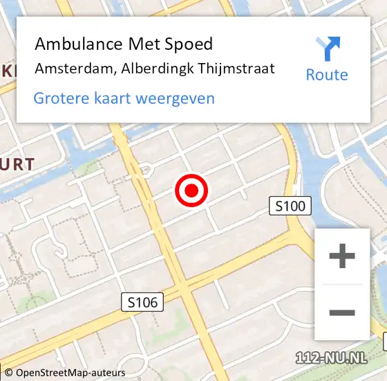 Locatie op kaart van de 112 melding: Ambulance Met Spoed Naar Amsterdam, Alberdingk Thijmstraat op 26 november 2022 11:45