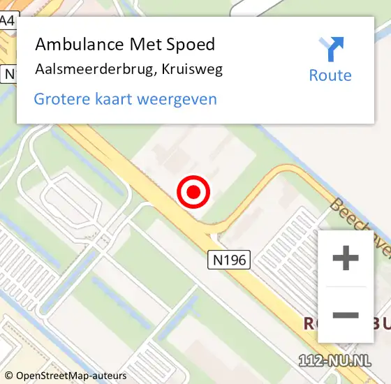 Locatie op kaart van de 112 melding: Ambulance Met Spoed Naar Aalsmeerderbrug, Kruisweg op 26 november 2022 11:48
