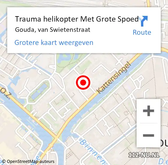 Locatie op kaart van de 112 melding: Trauma helikopter Met Grote Spoed Naar Gouda, van Swietenstraat op 26 november 2022 12:00