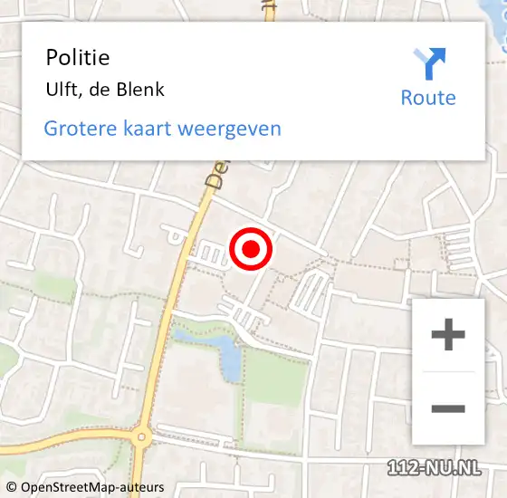 Locatie op kaart van de 112 melding: Politie Ulft, de Blenk op 26 november 2022 12:03