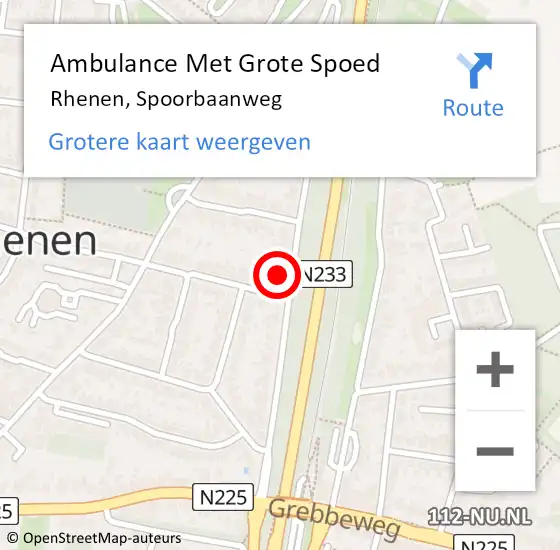 Locatie op kaart van de 112 melding: Ambulance Met Grote Spoed Naar Rhenen, Spoorbaanweg op 26 november 2022 12:15