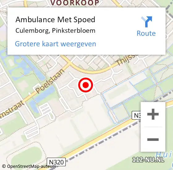 Locatie op kaart van de 112 melding: Ambulance Met Spoed Naar Culemborg, Pinksterbloem op 26 november 2022 12:54