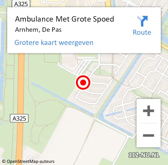 Locatie op kaart van de 112 melding: Ambulance Met Grote Spoed Naar Arnhem, De Pas op 26 november 2022 13:03