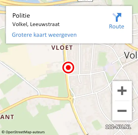 Locatie op kaart van de 112 melding: Politie Volkel, Leeuwstraat op 26 november 2022 13:03