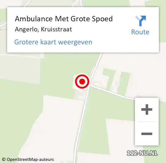 Locatie op kaart van de 112 melding: Ambulance Met Grote Spoed Naar Angerlo, Kruisstraat op 26 november 2022 13:03