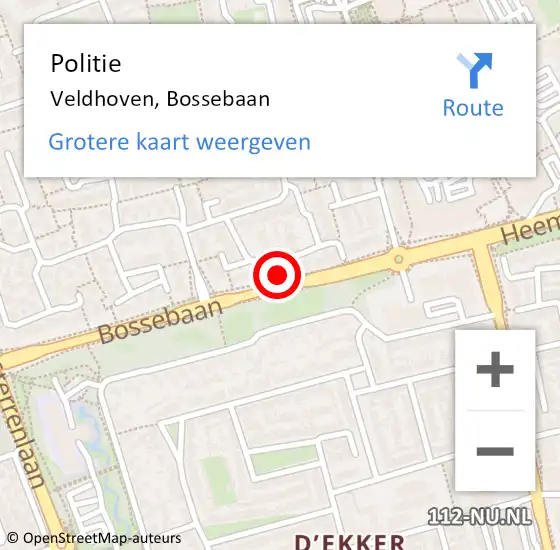 Locatie op kaart van de 112 melding: Politie Veldhoven, Bossebaan op 26 november 2022 13:22