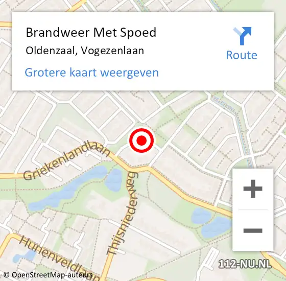 Locatie op kaart van de 112 melding: Brandweer Met Spoed Naar Oldenzaal, Vogezenlaan op 26 november 2022 13:35