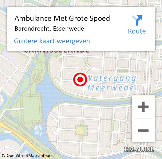 Locatie op kaart van de 112 melding: Ambulance Met Grote Spoed Naar Barendrecht, Essenwede op 26 november 2022 13:39