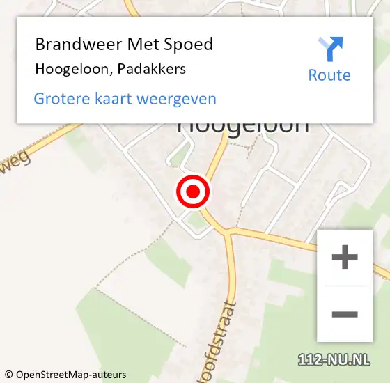 Locatie op kaart van de 112 melding: Brandweer Met Spoed Naar Hoogeloon, Padakkers op 26 november 2022 13:41