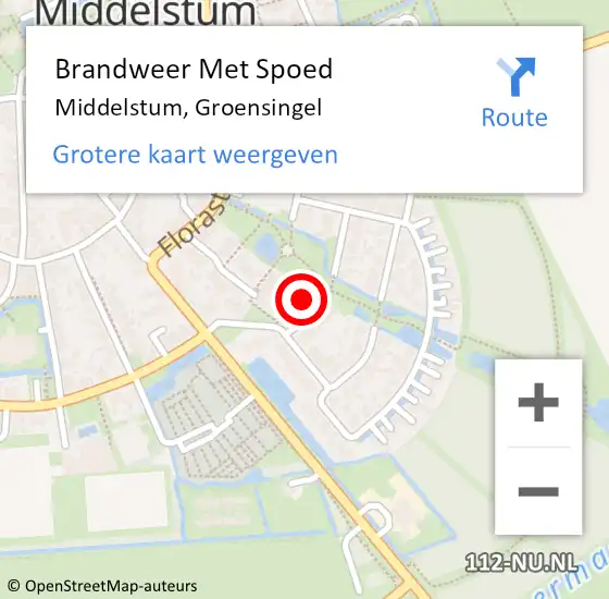 Locatie op kaart van de 112 melding: Brandweer Met Spoed Naar Middelstum, Groensingel op 26 november 2022 14:24