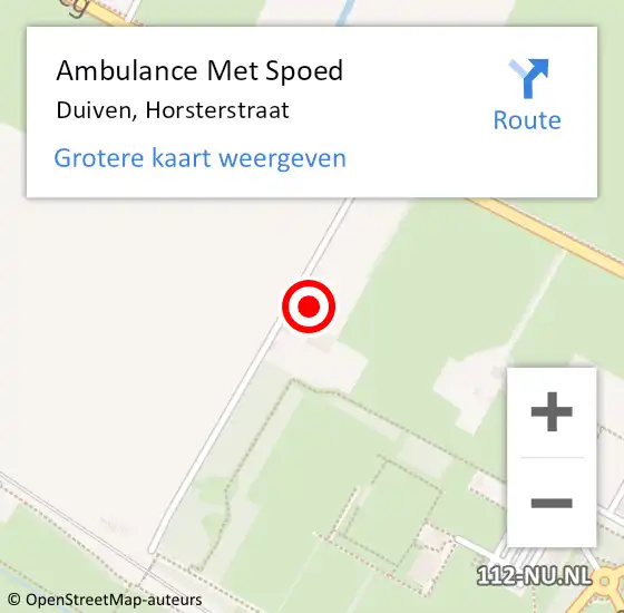 Locatie op kaart van de 112 melding: Ambulance Met Spoed Naar Duiven, Horsterstraat op 26 november 2022 14:25