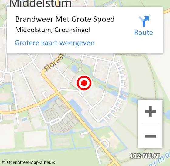 Locatie op kaart van de 112 melding: Brandweer Met Grote Spoed Naar Middelstum, Groensingel op 26 november 2022 14:32