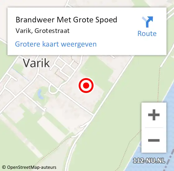 Locatie op kaart van de 112 melding: Brandweer Met Grote Spoed Naar Varik, Grotestraat op 26 november 2022 14:37