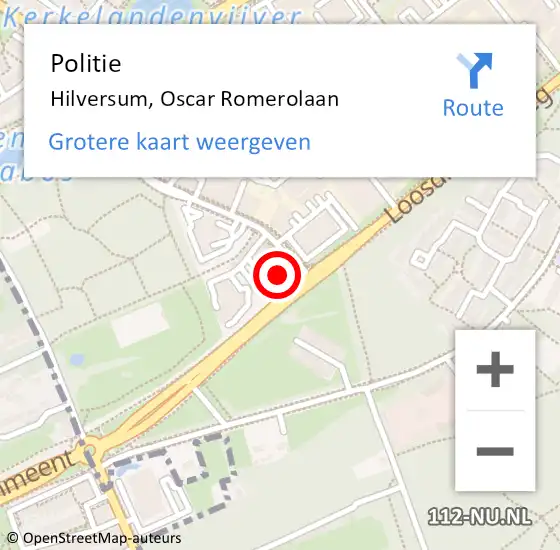 Locatie op kaart van de 112 melding: Politie Hilversum, Oscar Romerolaan op 26 november 2022 14:45