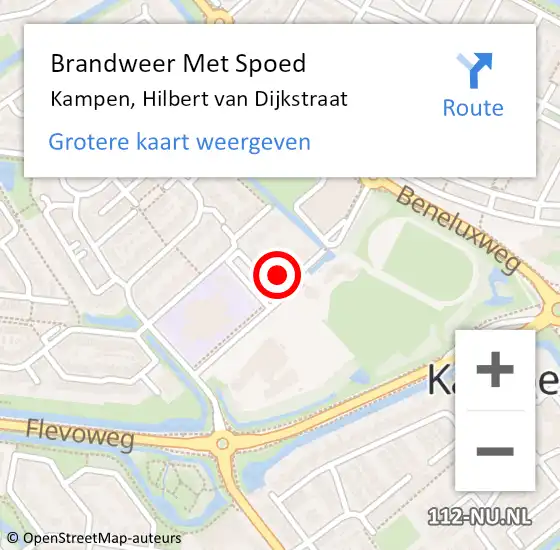 Locatie op kaart van de 112 melding: Brandweer Met Spoed Naar Kampen, Hilbert van Dijkstraat op 26 november 2022 14:55