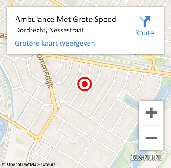 Locatie op kaart van de 112 melding: Ambulance Met Grote Spoed Naar Dordrecht, Nessestraat op 26 november 2022 15:06