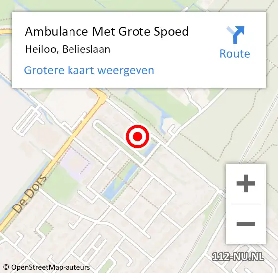 Locatie op kaart van de 112 melding: Ambulance Met Grote Spoed Naar Heiloo, Belieslaan op 26 november 2022 15:07