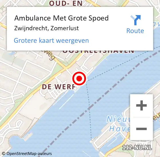 Locatie op kaart van de 112 melding: Ambulance Met Grote Spoed Naar Zwijndrecht, Zomerlust op 26 november 2022 15:27