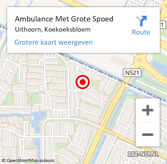 Locatie op kaart van de 112 melding: Ambulance Met Grote Spoed Naar Uithoorn, Koekoeksbloem op 26 november 2022 15:38