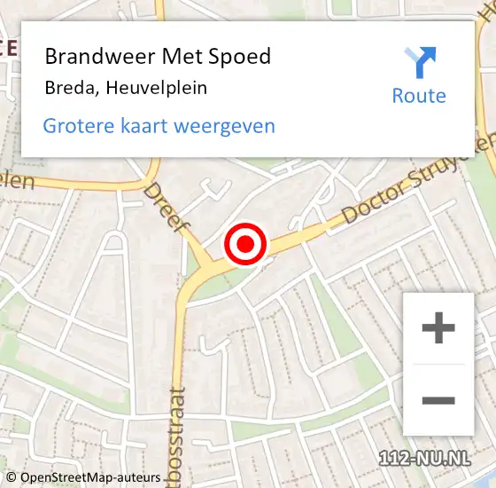 Locatie op kaart van de 112 melding: Brandweer Met Spoed Naar Breda, Heuvelplein op 26 november 2022 15:38