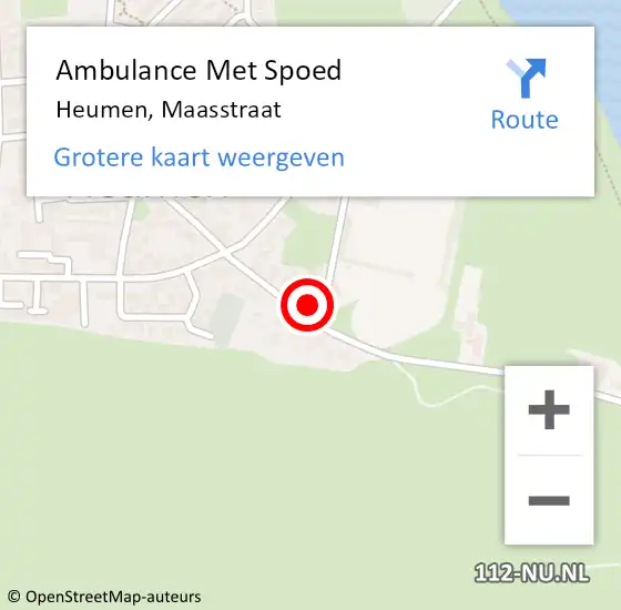 Locatie op kaart van de 112 melding: Ambulance Met Spoed Naar Heumen, Maasstraat op 26 november 2022 15:46