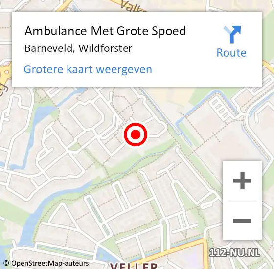 Locatie op kaart van de 112 melding: Ambulance Met Grote Spoed Naar Barneveld, Wildforster op 26 november 2022 15:47